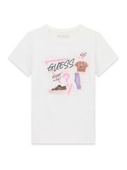 Guess Kids Tank top 183022 Biały Classic Fit. Białe koszulki i t-shirty dziewczęce Guess Kids, z aplikacjami, bez kołnierzyka, bez ramiączek. Za 84.99 zł.