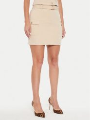 Guess Spódnica mini Fiona W4YD72 WFWX2 Beżowy Regular Fit. Brązowe spódnice damskie Guess, xl, z aplikacjami, z syntetyku, mini. Za 199.99 zł.