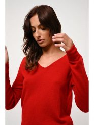 AUTHENTIC CASHMERE Kaszmirowy sweter "Galise" w kolorze czerwonym rozmiar: M. Czerwone swetry klasyczne damskie AUTHENTIC CASHMERE, m, z kaszmiru, bez kołnierzyka. Za 273.59 zł.