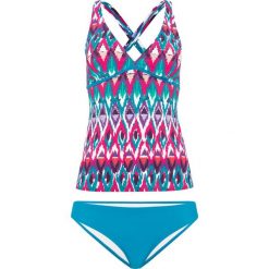 Tankini (2 części) bonprix turkusowo-różowo-lila z nadrukiem. Niebieskie bikini bonprix, z nadrukiem. Za 79.99 zł.