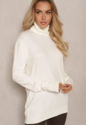 Jasnobeżowy Klasyczny Golf Longsleeve z Dodatkiem Wiskozy Leriona. Brązowe golfy damskie Renee, l, bez wzorów, z jeansu, bez ramiączek. Za 44.99 zł.