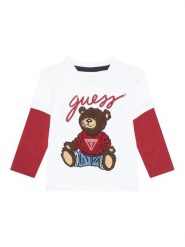 Guess Bluzka N4BI08 I3Z14 Biały Regular Fit. Białe t-shirty i koszulki chłopięce Guess, z aplikacjami, z bawełny, bez kołnierzyka, bez ramiączek. Za 99.99 zł.