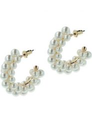 Otazu Pozłacane kolczyki-półkreole z kryształami Swarovski rozmiar: onesize. Białe kolczyki damskie Otazu, z perłą, pozłacane. Za 100.99 zł.