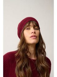 Perfect Cashmere Kaszmirowa czapka "Signy" w kolorze bordowym rozmiar: onesize. Czerwone czapki damskie Perfect Cashmere, bez wzorów, z kaszmiru. Za 218.57 zł.