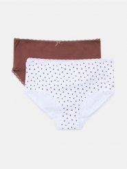 Bawełniane majtki figi z wysokim stanem 2 pack - wielobarwny. Figi Sinsay, bez wzorów, z bawełny. Za 11.99 zł.