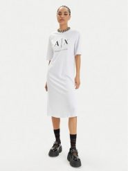 Armani Exchange Sukienka codzienna 3DYA79 YJ3RZ 1000 Biały Relaxed Fit. Białe sukienki damskie Armani Exchange, bez wzorów, z bawełny, bez ramiączek. Za 239.99 zł.