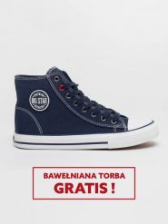 Trampki damskie wysokie granatowe JJ274A504 403. Niebieskie obuwie sportowe casual damskie Big Star, bez zapięcia. W wyprzedaży za 88.99 zł.