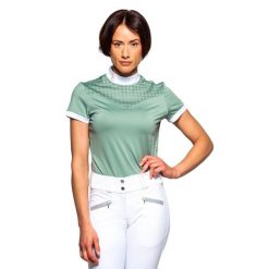 Damska koszulka polo na zawody Flags&Cup Isla. Zielone koszulki damskie FLAGS&CUP, bez wzorów, bez kołnierzyka, bez ramiączek. Za 237.50 zł.