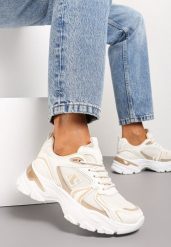 Beżowe Sznurowane Sneakersy z Siateczką i Wycięciami Solenare. Brązowe obuwie sportowe damskie Renee, bez zapięcia. Za 99.99 zł.