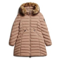 Średnia kurtka damska Superdry Fuji Faux Fur. Brązowe kurtki damskie Superdry, na zimę, l, bez wzorów, z materiału, bez kaptura. Za 613.00 zł.