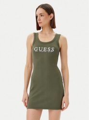 Guess Sukienka codzienna V5GK06 K8RT2 Zielony Slim Fit. Zielone sukienki damskie Guess, z aplikacjami, z wiskozy, bez ramiączek. Za 179.99 zł.