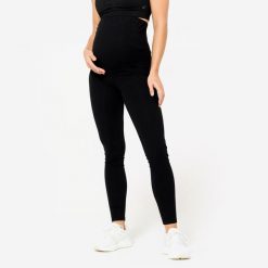 Legginsy do jogi damskie Kimjaly ciążowe. Czarne legginsy damskie DOMYOS, l, bez wzorów, z bawełny. Za 69.99 zł.