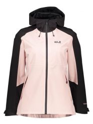 Jack Wolfskin Kurtka przeciwdeszczowa "Wildbound" w kolorze jasnoróżowo-czarnym rozmiar: S. Czarne kurtki sportowe damskie Jack Wolfskin, s, bez wzorów, bez kaptura. Za 358.48 zł.