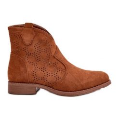 Ażurowe Botki Damskie Na Płaskim Obcasie Camel S.Barski HY42-151 brązowe. Brązowe botki damskie na wiosnę, bez obcasa, na obcasie, bez zapięcia. Za 233.73 zł.