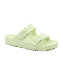 Klapki damskie Birkenstock Arizona Eva. Zielone klapki damskie Birkenstock, bez wzorów, z materiału, bez obcasa, bez zapięcia. Za 328.00 zł.