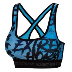 Stanik sportowy fitness siłownia MMA EXTREME HOBBY LETTERS. Niebieskie biustonosze sportowe damskie EXTREME HOBBY, bez wzorów, z elastanu. Za 129.00 zł.