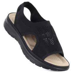 Sandały damskie komfortowe czarne Unisoft 5769. Czarne sandały damskie Unisoft, bez wzorów, z tkaniny, bez obcasa, bez zapięcia. Za 109.99 zł.