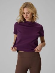 4F T-shirt regular gładki damski - fioletowy XL. Fioletowe t-shirty damskie 4F, m, bez wzorów, z bawełny, bez kołnierzyka. Za 79.99 zł.