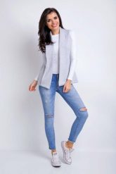 Szara Kamizelka Dzianinowa bez Zapięcia z Klapami. Szare swetry klasyczne damskie Awama, l, z bawełny, bez kołnierzyka. Za 174.90 zł.