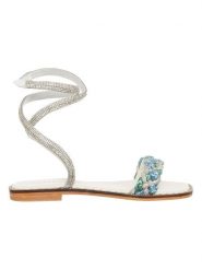 Cafe Noir Sandały w kolorze biało-turkusowym rozmiar: 37. Białe sandały damskie Cafe Noir, bez wzorów, z materiału, z otwartym noskiem, bez obcasa, bez zapięcia. Za 140.86 zł.