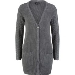 Sweter rozpinany z ażurowymi rękawami bonprix szary melanż. Kardigany damskie bonprix. Za 79.99 zł.