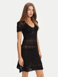 TWINSET Sukienka dzianinowa 251TT3212 Czarny Slim Fit. Czarne sukienki damskie Twinset, bez wzorów, z dzianiny, bez ramiączek. Za 699.99 zł.