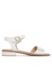 Caprice Sandały 9-28202-44 Biały. Białe sandały damskie Caprice, bez wzorów, ze skóry, bez obcasa, na słupku, bez zapięcia. Za 235.99 zł.