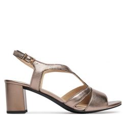 Sandały Caprice. Żółte sandały damskie Caprice, bez wzorów, bez obcasa, na słupku, bez zapięcia. Za 329.99 zł.