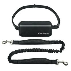 Pas biodrowy do biegania z psem smycz elastyczna saszetka hands free. Czarne nerki i saszetki damskie WOZINSKY, bez wzorów. Za 49.99 zł.