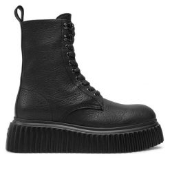 Trzewiki AGL. Czarne botki damskie AGL, marine, bez obcasa, na płaskiej podeszwie, bez zapięcia. Za 1,199.00 zł.