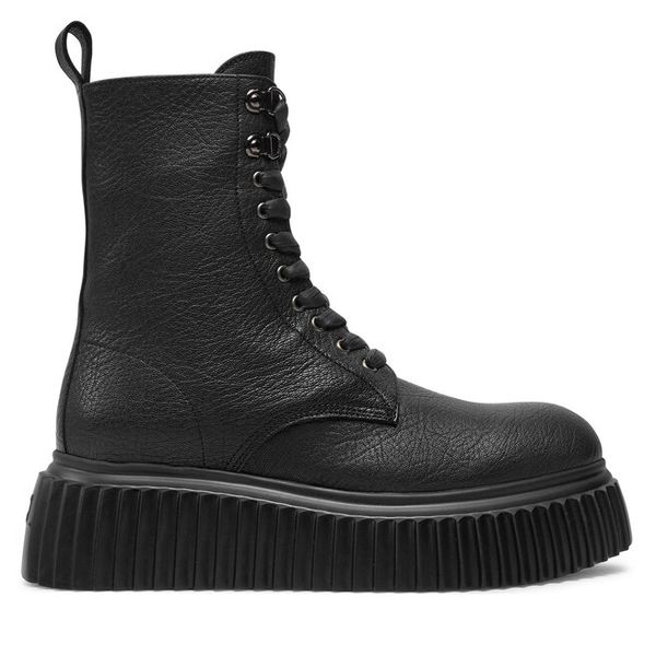 Trzewiki AGL. Czarne botki damskie AGL, marine, bez obcasa, na płaskiej podeszwie, bez zapięcia. Za 1,199.00 zł.