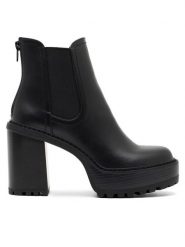 Nine West Botki SAILA 13151A Czarny. Czarne botki damskie Nine West, z materiału, bez obcasa, na słupku, bez zapięcia. Za 209.99 zł.