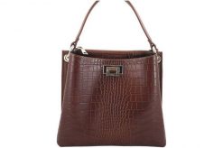 Listonoszka skórzana BARBERINI'S croco brązowa 795/1-6. Brązowe shopper bag Barberinis, bez wzorów, ze skóry, do ręki, bez dodatków. Za 339.99 zł.