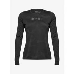 Bluza rowerowa damska Fox Ranger Tru Dri LS Jersey. Czarne bluzy damskie FOX, bez wzorów, z jersey, bez kaptura. Za 296.99 zł.