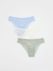 Siateczkowe majtki figi 3 pack - jasnozielony. Zielone figi Reserved, bez wzorów. W wyprzedaży za 25.99 zł.