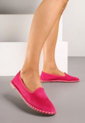 Fuksjowe Espadryle Balerinki z Ozdobnymi Przeszyciami Firavione. Czerwone espadryle damskie Born2be, bez wzorów, bez obcasa. Za 44.99 zł.