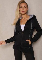 Czarna Bluza Wyściełana Polarem z Kapturem i Kieszeniami Ivalissa. Czarne bluzy damskie Renee, s, bez wzorów, z dzianiny, z kapturem. Za 89.99 zł.