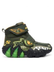 Skechers Śniegowce Skech-O-Saurus Lights 2.0 400122L OLV Khaki. Brązowe buty zimowe chłopięce Skechers, ze skóry, bez zapięcia. Za 289.99 zł.