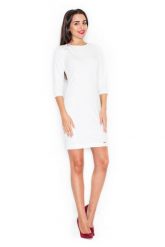 Ecru Elegancka Sukienka z Przezroczystą Wstawką na Plecach. Czarne sukienki damskie Katrus, bez wzorów, z elastanu, eleganckie, bez ramiączek. Za 219.00 zł.