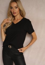 Czarny Klasyczny T-shirt z Bawełny Irithnea. Czarne t-shirty damskie Renee, m, bez wzorów, z bawełny, bez kołnierzyka. Za 29.99 zł.