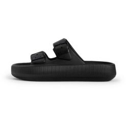 Klapki damskie Fila Tireno. Czarne klapki damskie Fila, bez wzorów, z materiału, bez obcasa, bez zapięcia. Za 89.99 zł.