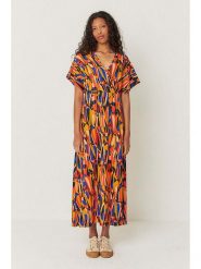 SKFK Sukienka "Leire" w kolorze niebiesko-pomarańczowym rozmiar: 36. Pomarańczowe sukienki damskie SKFK, bez wzorów, z bawełny, bez ramiączek. Za 239.99 zł.