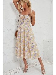 Tazga Sukienka w kolorze beżowo-fioletowym rozmiar: 38. Brązowe sukienki damskie Tazga, bez wzorów, bez ramiączek. Za 132.05 zł.