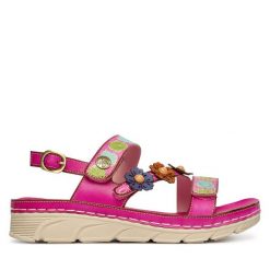 Sandały Laura Vita. Czerwone sandały damskie LAURA VITA, bez wzorów, bez obcasa, na płaskiej podeszwie, bez zapięcia. Za 389.99 zł.