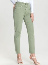 Jeansy straight high waist - zielony. Zielone jeansy damskie Sinsay, z podwyższonym stanem. Za 79.99 zł.