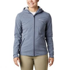Kurtka trekkingowa damska Columbia Heather Canyon Softshell. Niebieskie kurtki damskie Columbia, l, bez wzorów, z elastanu, z kapturem. Za 598.00 zł.