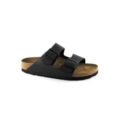 Klapki damskie Birkenstock Arizona BS W. Czarne klapki damskie Birkenstock, bez wzorów, z materiału, bez obcasa, bez zapięcia. Za 296.10 zł.