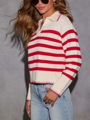 Milan Kiss Sweter w kolorze kremowo-czerwonym rozmiar: M. Brązowe swetry klasyczne damskie Milan Kiss, m, bez kołnierzyka. Za 148.96 zł.