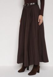 Brązowa Wiskozowa Spódnica o Rozkloszowanym Kroju z Paskiem z Klamrą Lawedisa. Brązowe spódnice damskie Born2be, do pracy, l, bez wzorów, z bawełny, biznesowe, maxi. Za 139.99 zł.