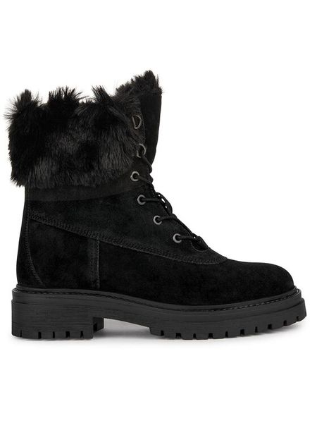 Geox Trzewiki D Iridea D26HRT 022BH C9999 Czarny. Czarne botki damskie Geox, ze skóry, bez obcasa, na płaskiej podeszwie, bez zapięcia. Za 439.99 zł.